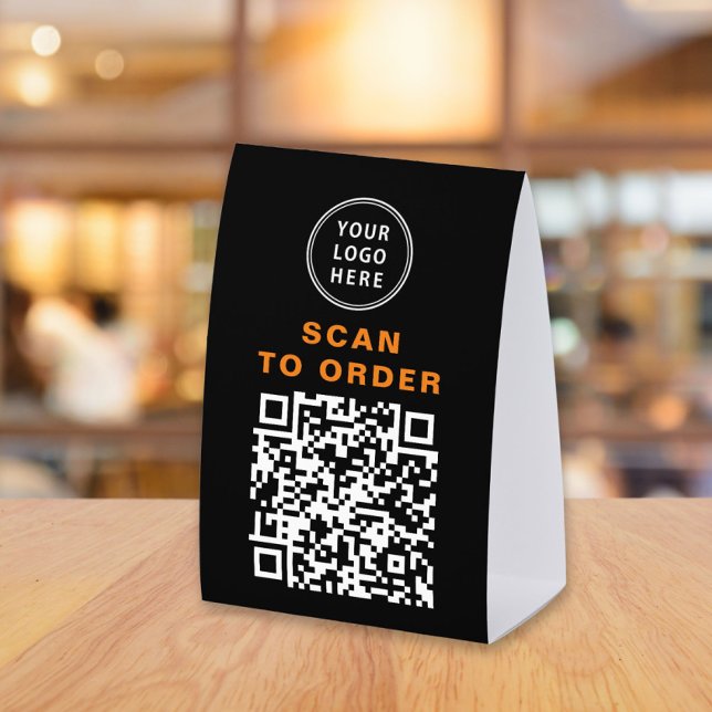 Scan to Order QR Code Black Restaurant Paper Table Tent (Creator Uploaded)