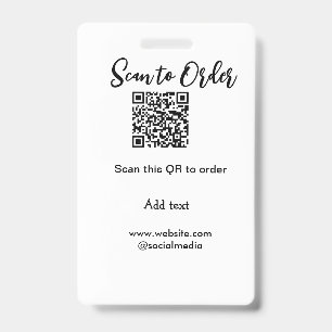 Scan to order scan QR code add website email  Badge