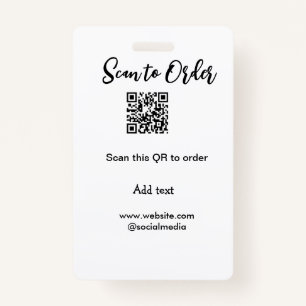 Scan to order scan QR code add website email  Badge