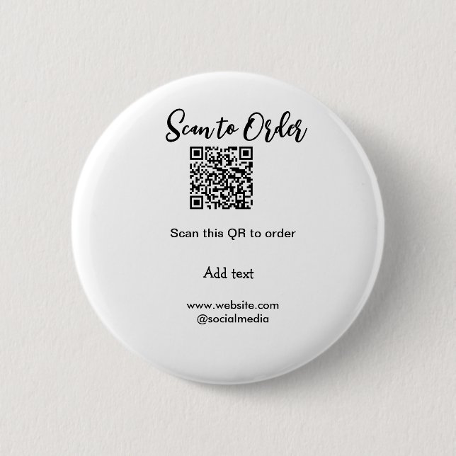 Scan to order scan QR code add website email  Button (Front)