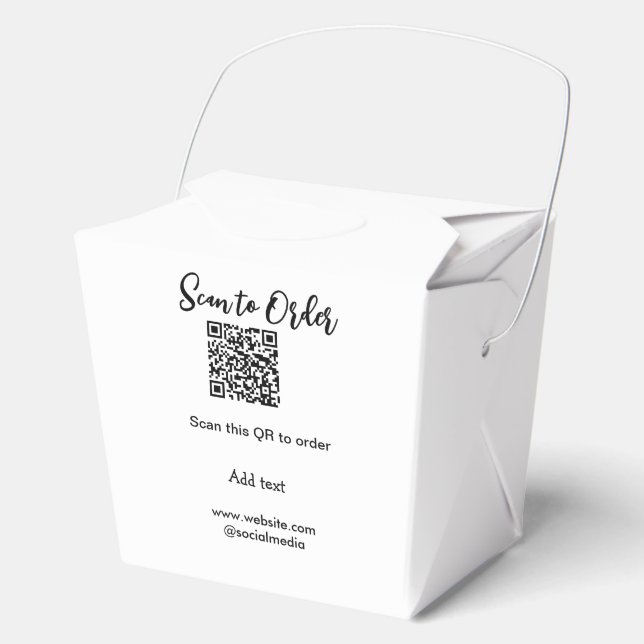 Scan to order scan QR code add website email  Favor Boxes (Front)