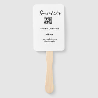 Scan to order scan QR code add website email  Hand Fan