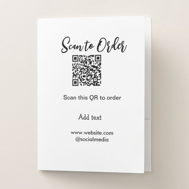 Scan to order scan QR code add website email  Pocket Folder (Front)