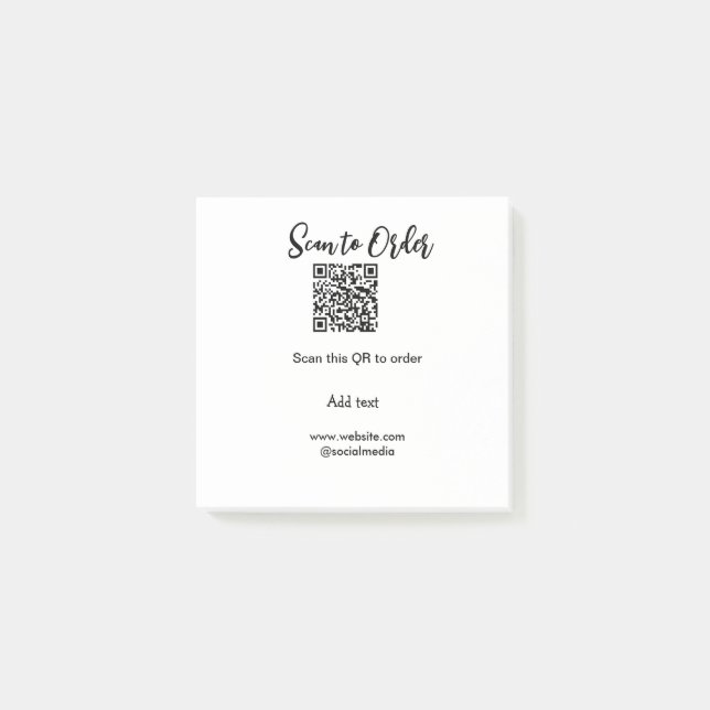 Scan to order scan QR code add website email  Post-it Notes (Front)