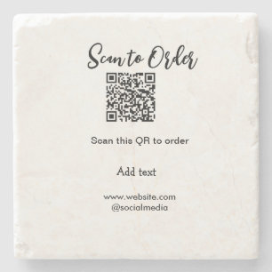 Scan to order scan QR code add website email Stone Coaster
