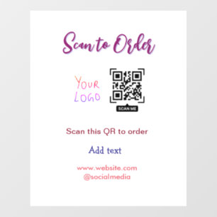 scan to order your logo website email Qr code pink Wall Decal