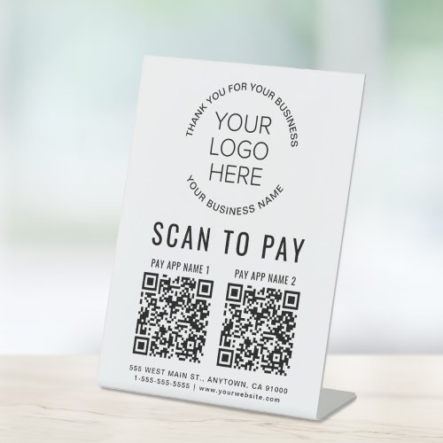 Scan to Pay 2 QR Codes Business Logo Pedestal Sign