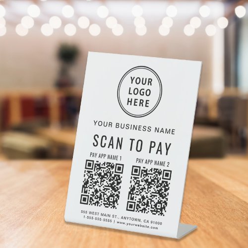 Scan to Pay 2 QR Codes Business Logo Pedestal Sign