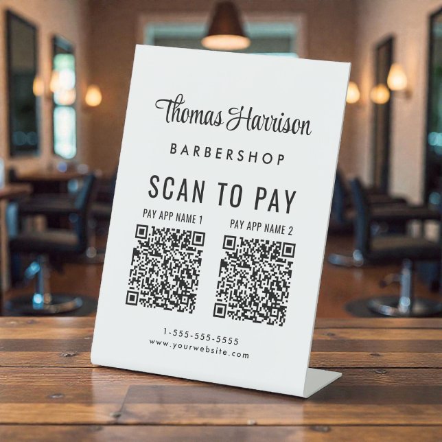 Scan to Pay 2 QR Codes Business Tabletop Pedestal Sign (Scan to Pay 2 QR Codes Business Tabletop Pedestal Sign)