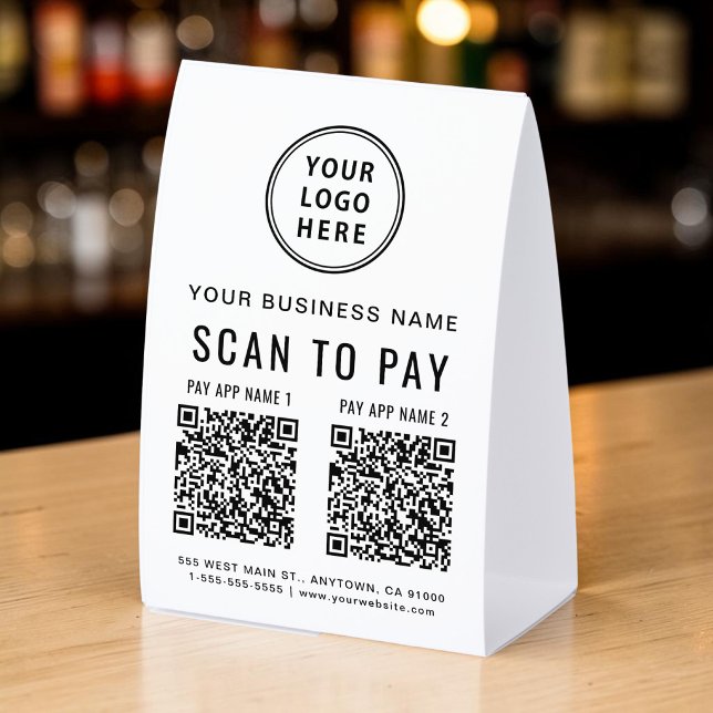 Scan To Pay 2 QR Codes Paper Table Tent (Scan To Pay 2 QR Codes Paper Table Tent)
