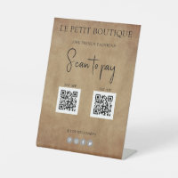 Scan to Pay 2 QR Codes Vintage Paper