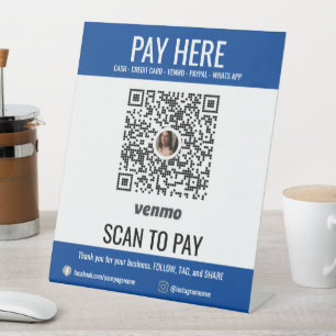 Scan to Pay Add Business QR Code Venmo Pay Here Pedestal Sign