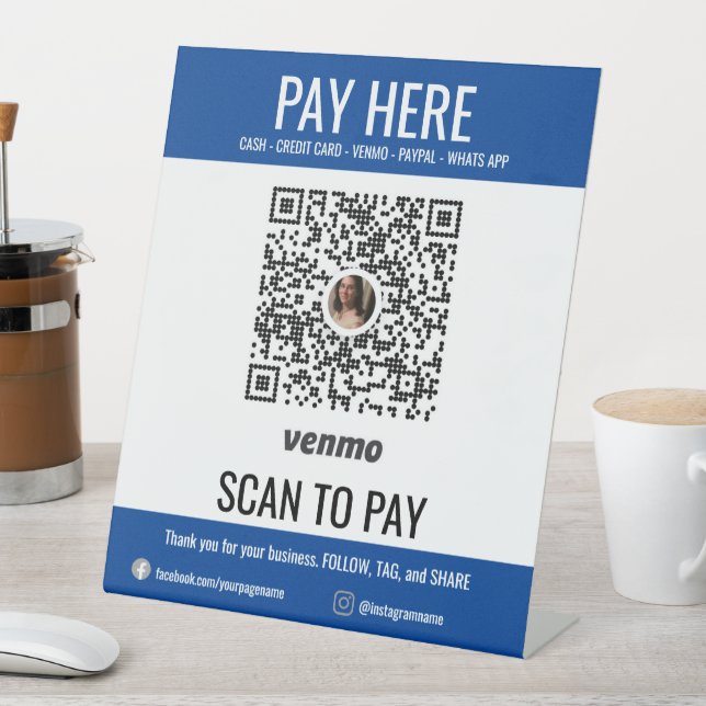 Scan to Pay Add Business QR Code Venmo Pay Here Pedestal Sign (In SItu)