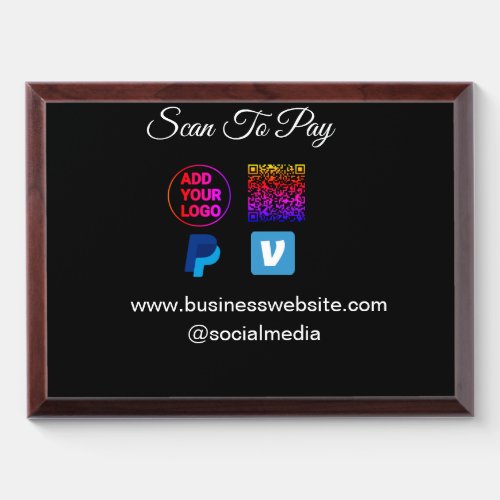 scan to pay add logo q r code paypal venmo details award plaque