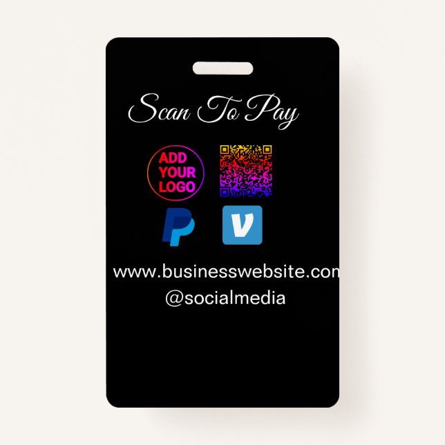 scan to pay add logo q r code paypal venmo details badge (Front)