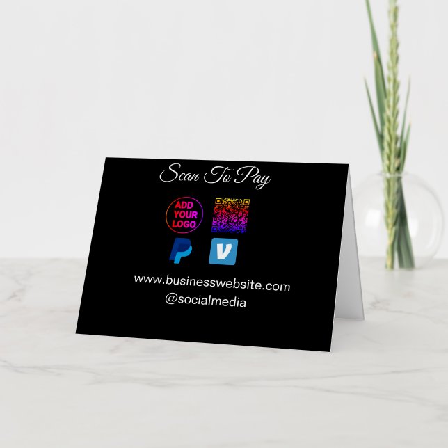 scan to pay add logo q r code paypal venmo details foil holiday card (Front)