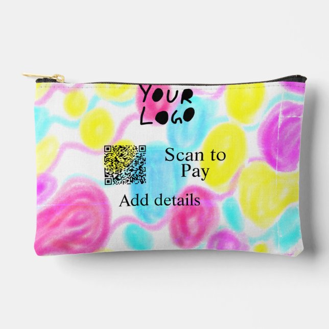 Scan to pay add Q R business logo rainbow watercol Accessory Pouch (Front)