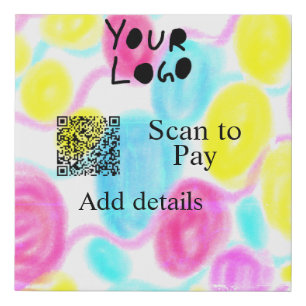 Scan to pay add Q R business logo rainbow watercol Faux Canvas Print