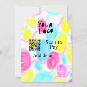 Scan to pay add Q R business logo rainbow watercol Invitation