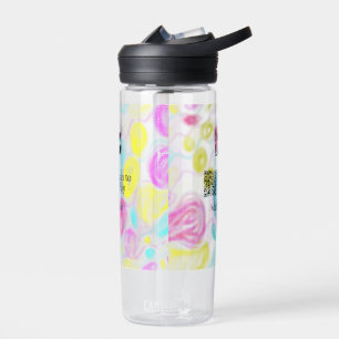 Scan to pay add Q R business logo rainbow watercol Water Bottle