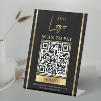 Scan to Pay Black & Gold Business Logo QR Code