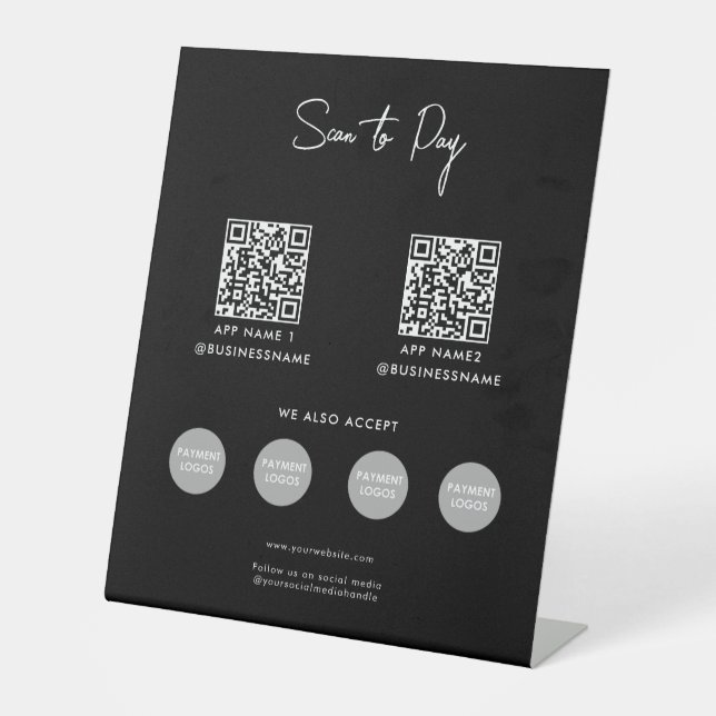 Scan to Pay Business Contactless Payment QR Code  Pedestal Sign (Front)