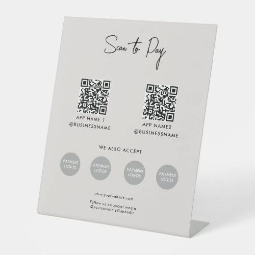 Scan to Pay Business Contactless Payment QR Code   Pedestal Sign
