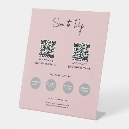 Scan to Pay Business Contactless Payment QR Code  Pedestal Sign