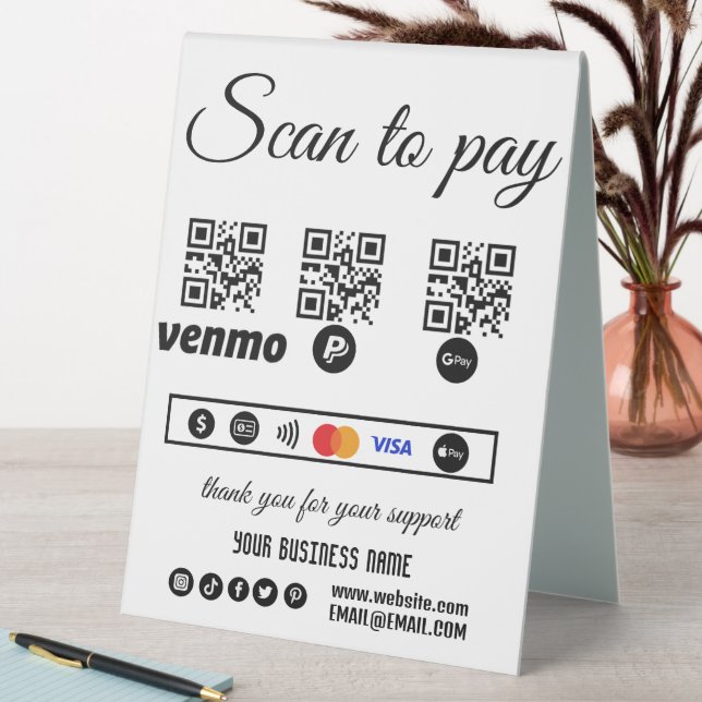 Scan to Pay Business Custom Table Tent (In SItu (Table))
