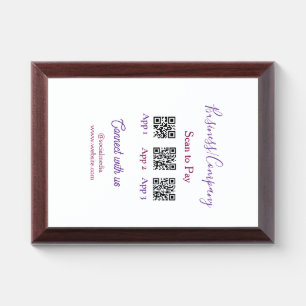 Scan to pay business logo Q R code social media Award Plaque