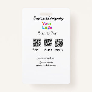 Scan to pay business logo Q R code social media  Badge