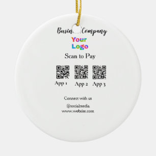 Scan to pay business logo Q R code social media Ceramic Ornament