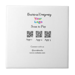 Scan to pay business logo Q R code social media Ceramic Tile