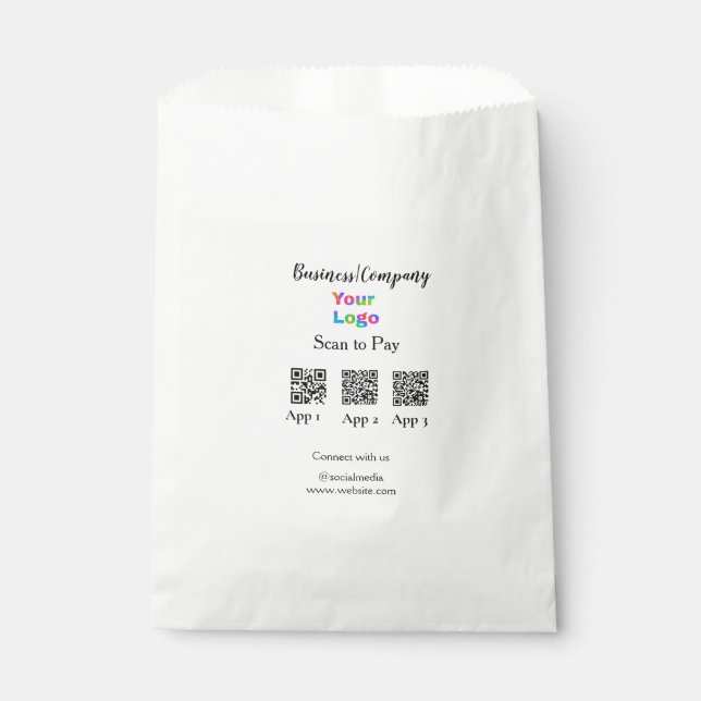 Scan to pay business logo Q R code social media  Favor Bag (Front)