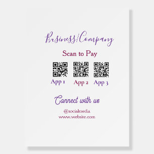 Scan to pay business logo Q R code social media Foam Board