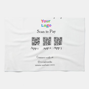 Scan to pay business logo Q R code social media Kitchen Towel