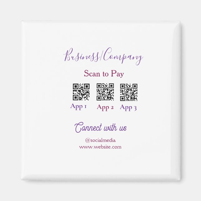 Scan to pay business logo Q R code social media  Magnet (Front)