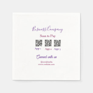 Scan to pay business logo Q R code social media Napkins