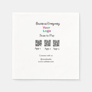 Scan to pay business logo Q R code social media Napkins