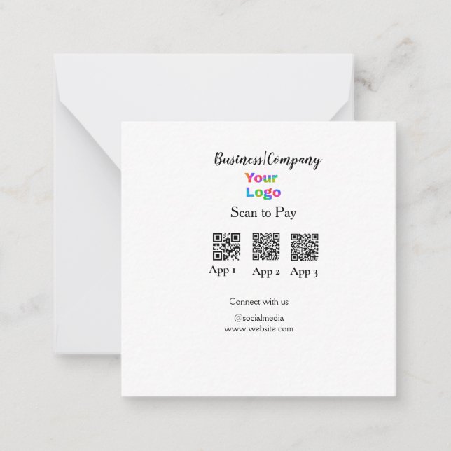 Scan to pay business logo Q R code social media  Note Card (Front)