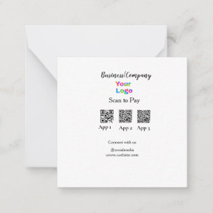 Scan to pay business logo Q R code social media Note Card
