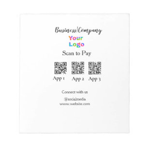 Scan to pay business logo Q R code social media Notepad