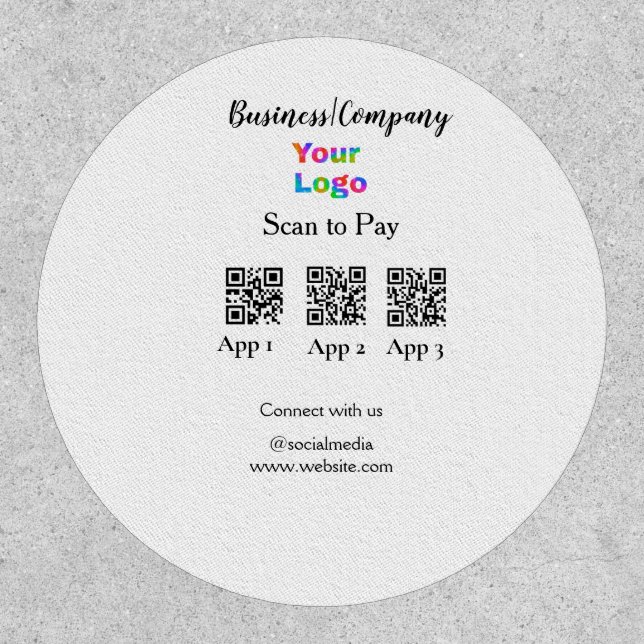 Scan to pay business logo Q R code social media  Patch (Front)