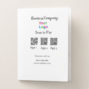 Scan to pay business logo Q R code social media Pocket Folder