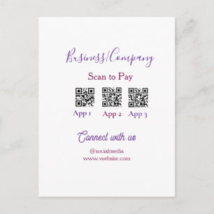 Scan to pay business logo Q R code social media  Postcard