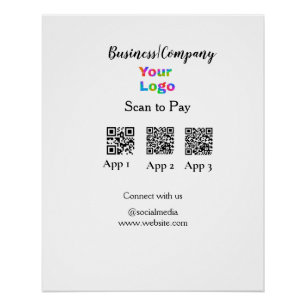 Scan to pay business logo Q R code social media  Poster
