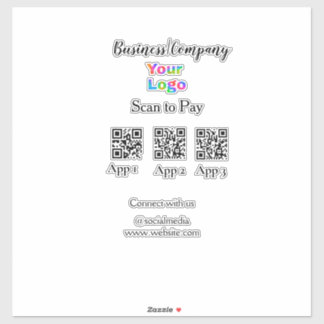 Scan to pay business logo Q R code social media Sticker