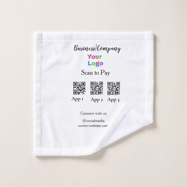 Scan to pay business logo Q R code social media  Wash Cloth (Wash Cloth)
