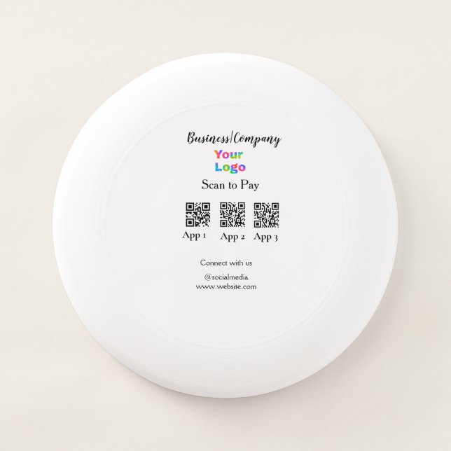 Scan to pay business logo Q R code social media  Wham-O Frisbee (Front)