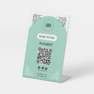 Scan To Pay Business Logo Qr Code Pedestal Sign